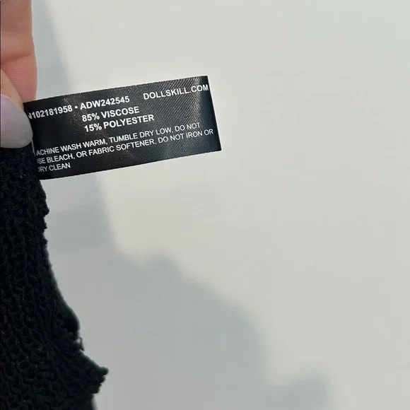 Dolls Kill Darker WAVS Black Long Sleeve Top open knit cowl neck top xl new - Picture 5 of 7
